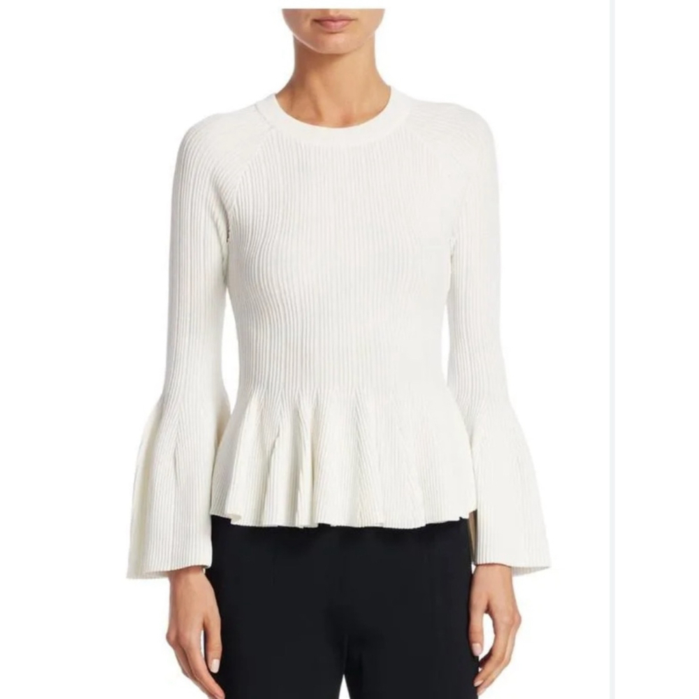 Jonathan Simkhai Ribbed Peplum Knit Top
